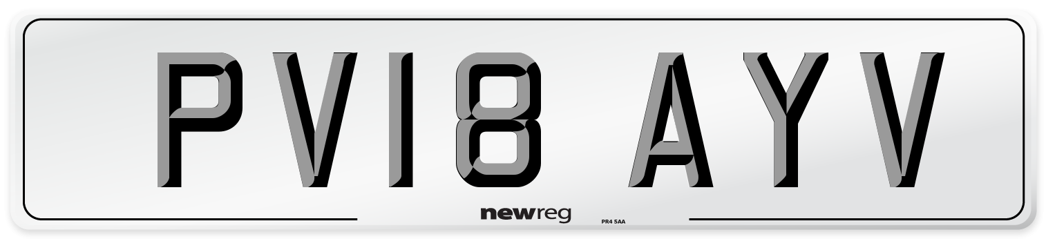 PV18 AYV Number Plate from New Reg